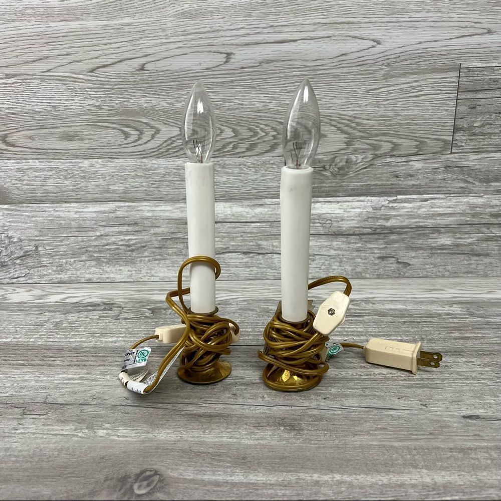 Vintage solid brass base 9 in candolier set of 2